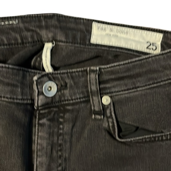 Rag & Bone Faded Black Low Rise Slim Boyfriend Jeans Size 25 - Picture 3 of 5